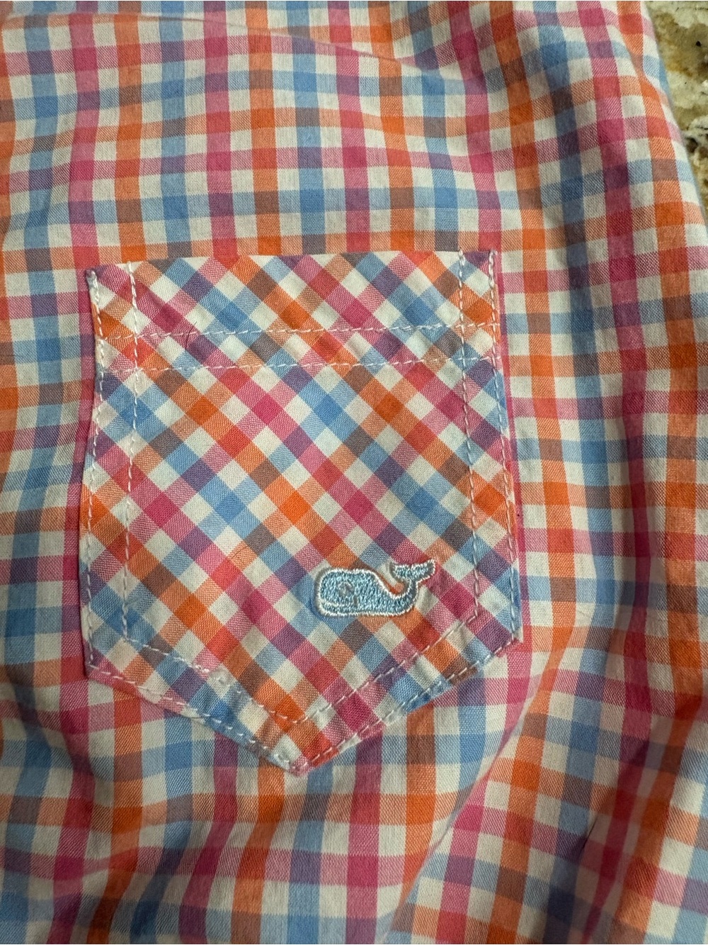VINEYARD VINES Multicolor Gingham Pocket Baby Whale Bubble Romper Size 12/18m - Picture 6 of 6
